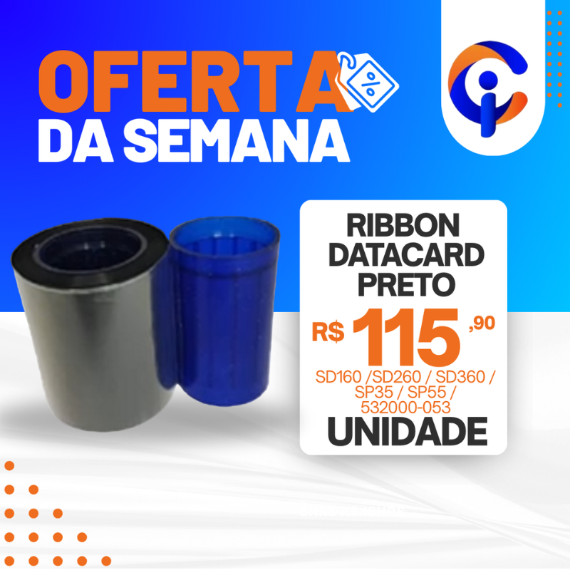 Funciona em todos os modelos abaixo: Fita de Impressão Preto (K) Compatível (1500 impressões) Acompanha: 1 Ribbon Cor Preto/Mono/Black Ribbon Datacard - Cód.: 532000-053 Compativel com os Seguintes Modelos: Datacard SP series Datacard SP35 Datacard SP35 Plus Datacard SP55 Datacard SP55 Plus
